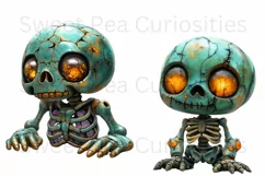Halloween, Skelton, Blue, Ephemera, PNG, Clipart Product Image 2