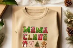 Mama Claus PNG, Embroidered Letters Mama Claus for Shirt Product Image 4