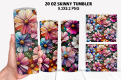 Flower Skinny Tumbler 20oz Wrap Design, Summer Tumbler Wrap Product Image 1