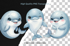 15 Bundle Watercolor Dolphin Fish Animal Sea Ocean Kids Product Image 2