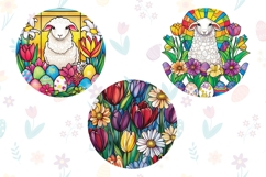 Stained Glass Lamb Keychain Designs, Easter Lamb PNG Product Image 2