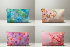 Pink Flowers Cosmetic Bag, Floral Cosmetic Bag Print Product Image 2