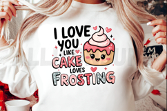 Cute Cupcake Cartoon Valentine Print I Love You Like Cake Product Image 2