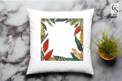 Watercolor Tropical Leaves Frame Clipart PNG Product Image 3