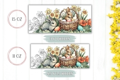 Floral Easter Basket Mug, Easter Bunnies Mug Wrap Design Product Image 2