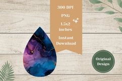 Abstract Teardrop Earrings Design, Blue Earrings Template Product Image 2