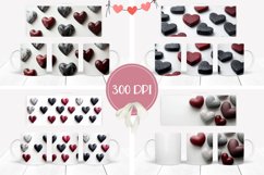 3D Love Hearts Mug Wrap Designs, Valentine Mug Sublimation Product Image 2