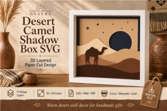 Desert camel shadow box svg 3d layered papercut design beige Product Image 1
