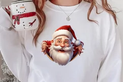 Christmas Santa Claus Peeking Clipart PNG Product Image 2