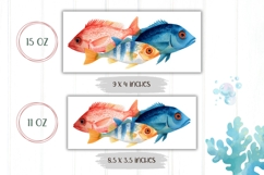 Watercolor Fish Mug Wrap, Sea Mug Design, Fish PNG Product Image 2