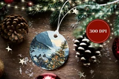 Winter Village Round Ornament, Christmas Round Ornament Product Image 2