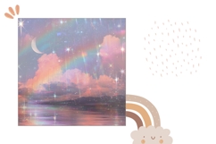 Glitter Sky Pillow Case Design, Rainbow Pillow Sublimation Product Image 2