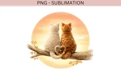Cute Cat Couple PNG Sublimation | Romantic Kitten Love Product Image 3