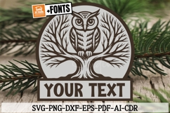 Owl Laser Cut File SVG DXF PNG, Owl Name Sign, Owl Clipart Product Image 1