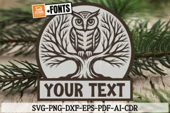 Owl Laser Cut File SVG DXF PNG, Owl Name Sign, Owl Clipart Product Image 1