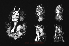 10 Bundle Dark Art Geisha Mask Girl Japanese Oriental Women Product Image 3