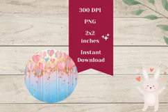 Valentines Round Earring PNG, Pastel Love Hearts Sublimation Product Image 2
