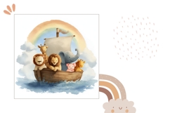 Watercolor Rainbow Pillow Print, Baby Animals Pillow Case Product Image 2