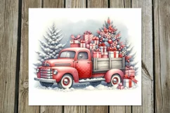 Christmas truck | Watercolor tumbler sublimation design PL Product Image 2