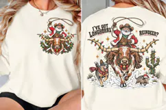 Cowboy Santa Front Back Christmas PNG, Longhorn Christmas Fr Product Image 2