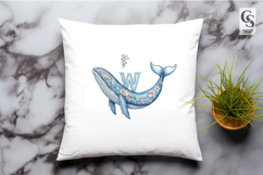 Floral Whale Alphabet Letter W Clipart Sublimation PNG Product Image 3