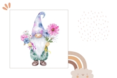 Watercolor Gnome Pillow, Floral Pillow Sublimation Product Image 2