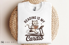 Cat Reading On Treadmill Sublimation PNG Product Image 3