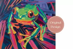 Green Frog Tumbler Wrap, Neon Tropical Leaves Tumbler Design Product Image 2