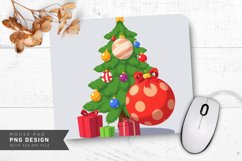 Cartoonish Christmas Tree Oversized Ornaments Mouse Pad PNG Product Image 1