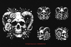 10 Bundle Dark Art Skull Horn and Floral Flower Rose Demon Product Image 3