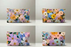 Art Flowers Cosmetic Bag, Floral Cosmetic Bag PNG Product Image 2