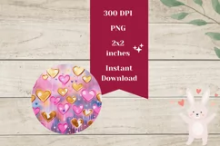 Valentines Round Earring PNG, Cute Love Hearts Sublimation Product Image 2