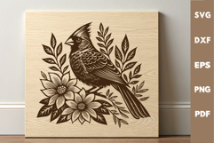 Cardinal Bird laser SVG PNG| Christmas Design Product Image 2