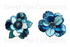 Sequin Flowers, Ephemera, PNG, watercolor, Clipart Product Image 2