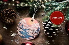 Pastel Christmas Ornament PNG, 3D Winter Mountains Ornament Product Image 2