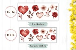 Watercolor Love Hearts Mug Design, Floral Mug Sublimation Product Image 2