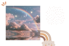Glitter Sky Pillow Design, Rainbow Pillow Template Product Image 2