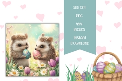 Easter Hedgehog Square Coasters, Easter Flowers Coaster PNG Product Image 2