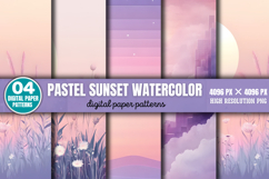 Pastel Sunset Watercolor Background Bundle PNG Product Image 3