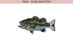 Patchwork Bass Fish PNG | Vintage Fishing Fish Clipart Product Image 2
