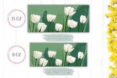 White Tulips Mug, Cartoon Flowers Mug, Floral Mug Wrap Product Image 2