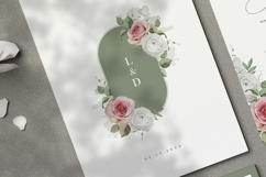 beautiful wedding card invitation with roses flower wreath Product Image 2