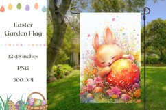 Cute Bunny Garden Flag Template, Welcome Garden Flag Product Image 1