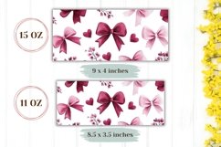 Cartoon Bows Mug Wrap Design, Love Hearts Mug Template Product Image 2