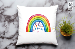 Watercolor Rainbow Raindrops Clipart PNG Product Image 2