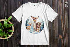 Winter Deer Family Clipart Sublimation PNG Product Image 2