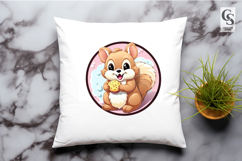 Cute Squirrel With Cupcake Clipart Sublimation PNG Product Image 2