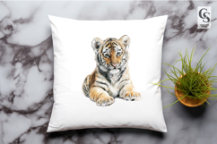 Cute Tiger Cub Watercolor Clipart Sublimation PNG Product Image 3