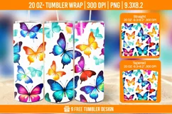 3D Cute Butterfly Tumbler Wrap Designs, Sublimation Wrap Product Image 1
