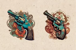 Vintage Revolver Sublimation Print Design PNG Product Image 2